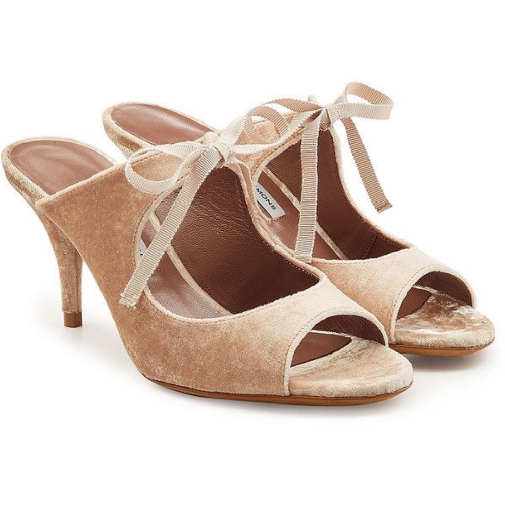 NWT TABITHA SIMMONS Helene Pink Crushed Velvet Mules Sandals sz 40.5